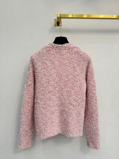 Pink coarse woolen coat