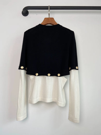 25fw Lion head buckle spliced knitted sweater（Medieval Series）