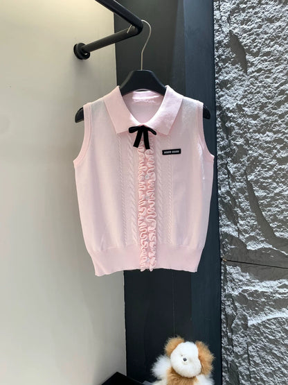 25 Summer new bow three-dimensional knitted vest
