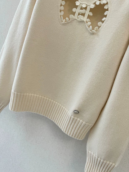 Bow hollow knitted sweater