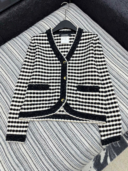 25fw Color blocking V-neck jacket