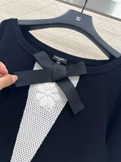 25fw 3D Butterfly Knot Camellia Knitted Skirt