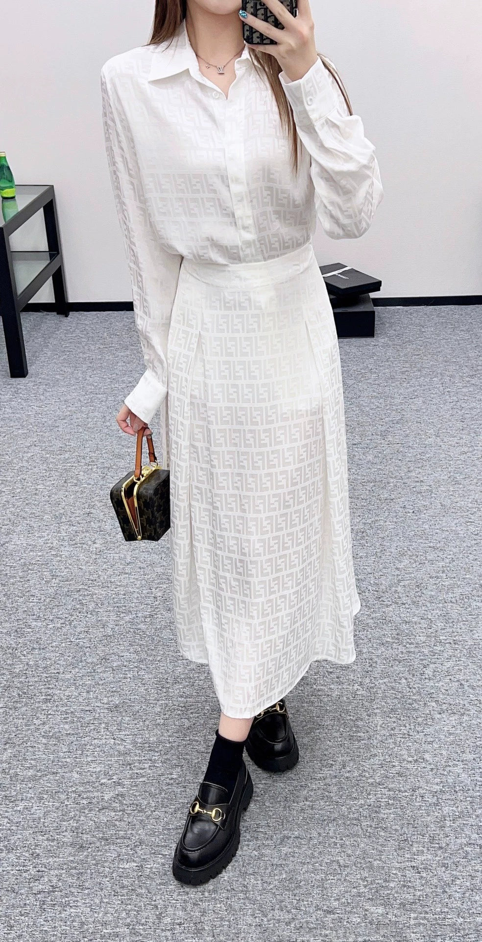 25fw Jacquard shirt half skirt set