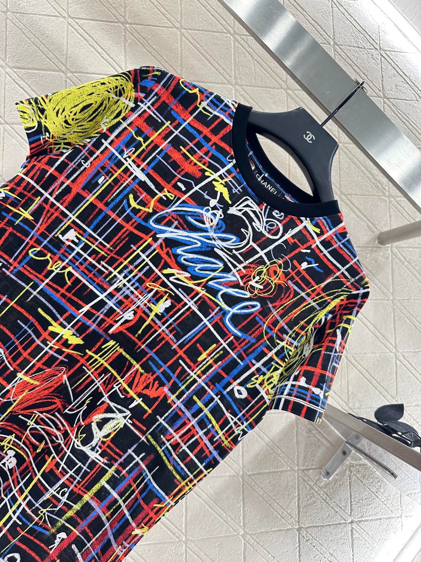 25fw Round neck graffiti printed T-shirt