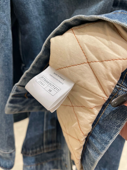 Wool collar and cotton denim jacket