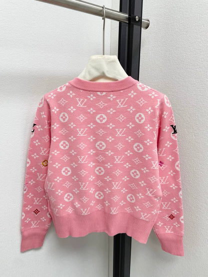 25fw Full printed vintage knitted cardigan