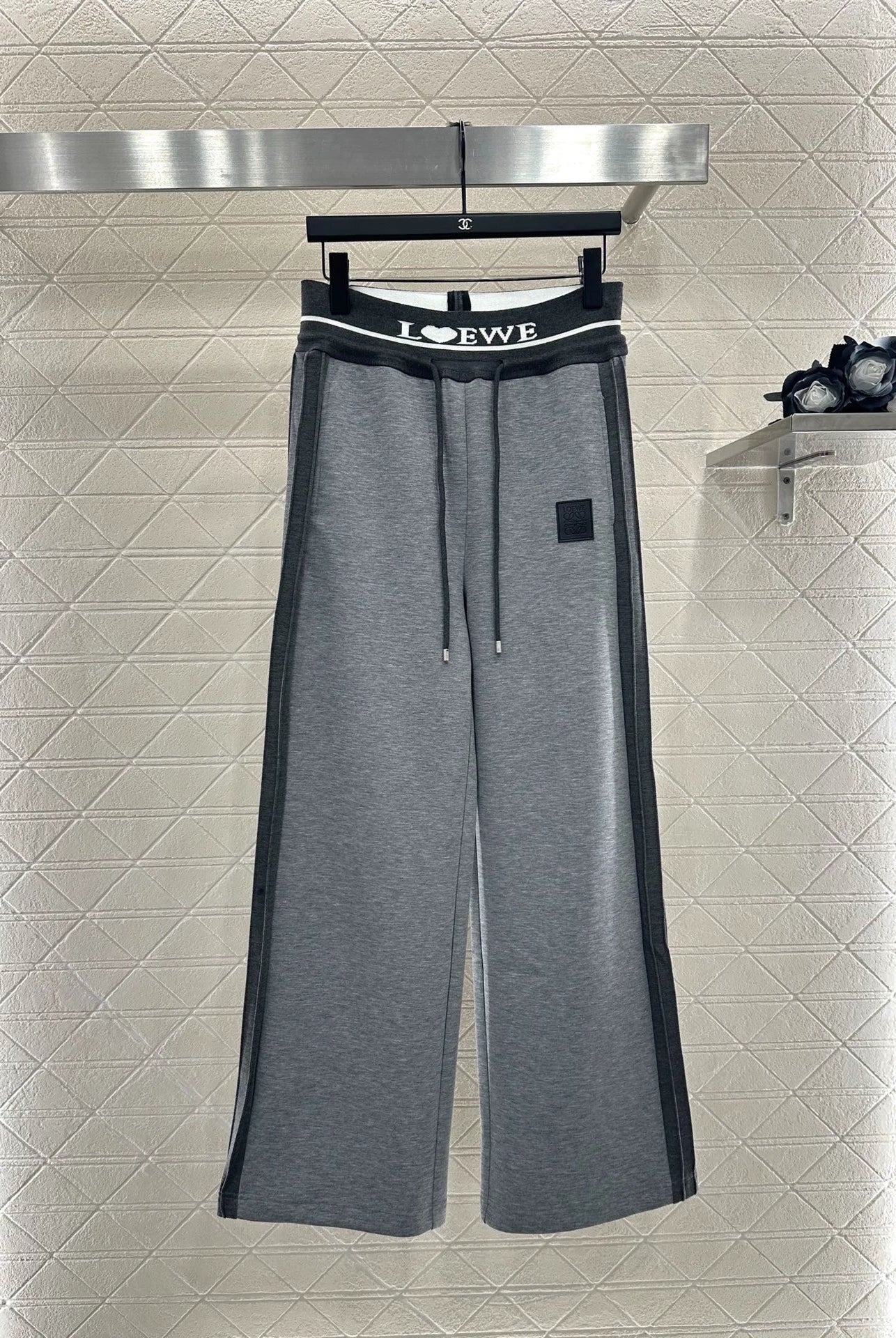 25fw Drawstring webbing wide leg pants