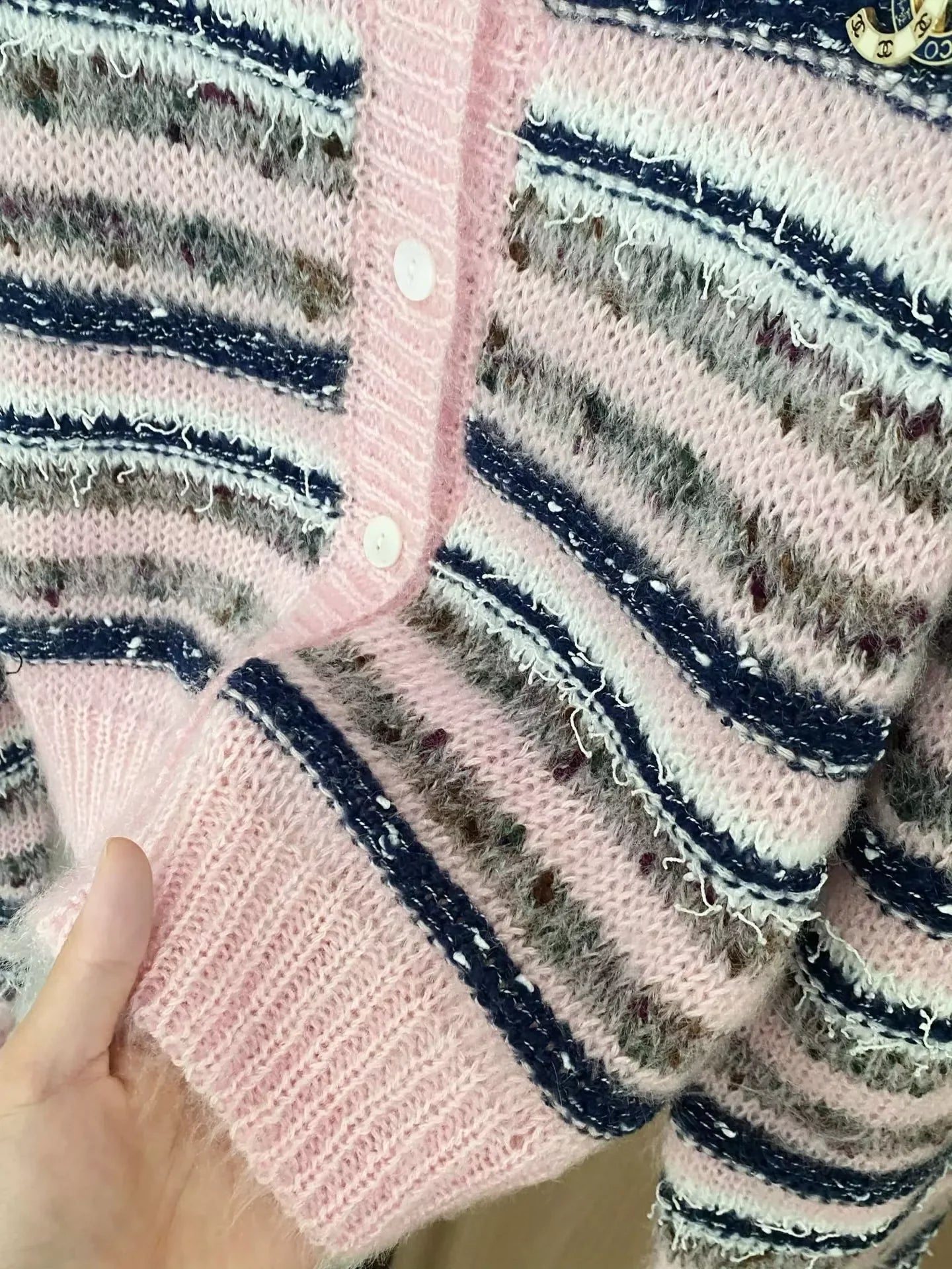 25fw Striped knitted cardigan