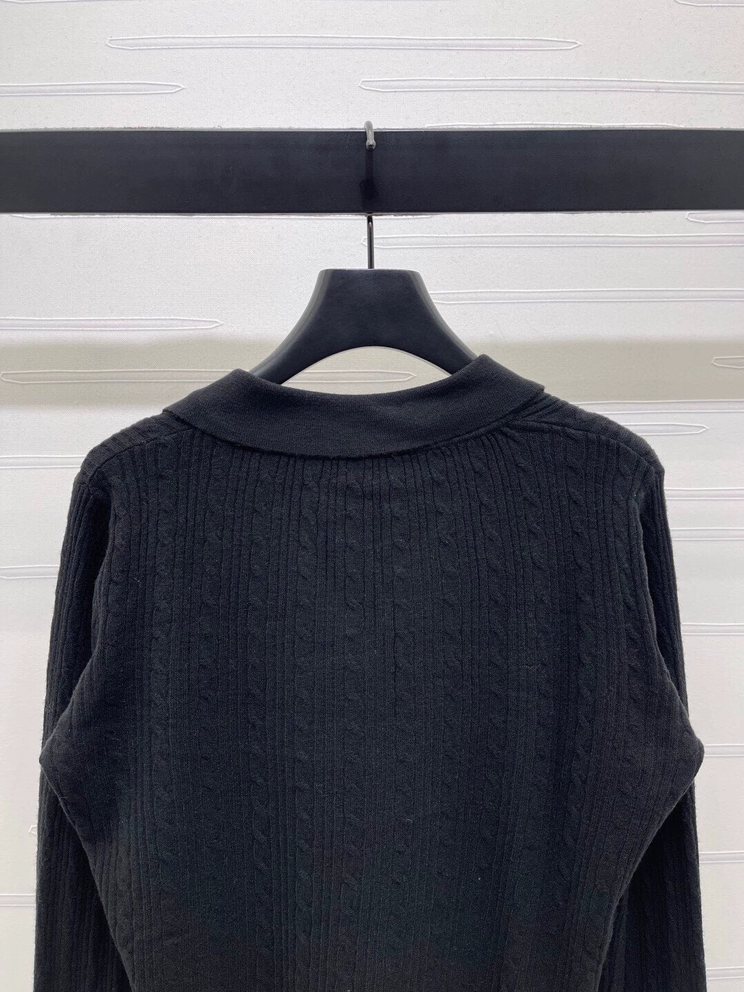 Vertical pit stripe lapel cardigan