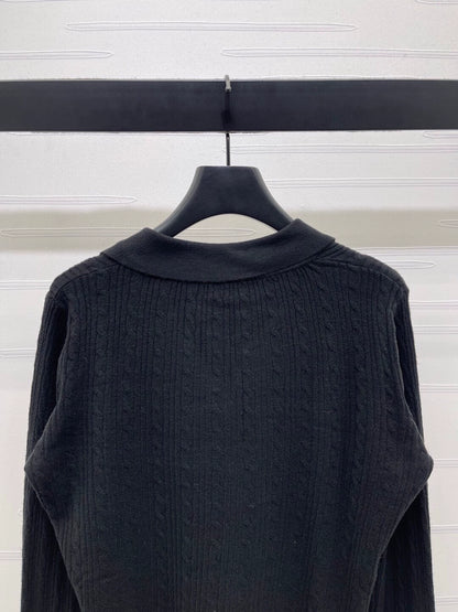 Vertical pit stripe lapel cardigan