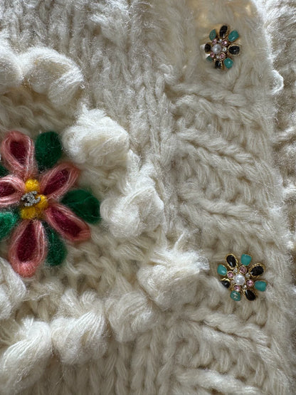 3D floral cardigan