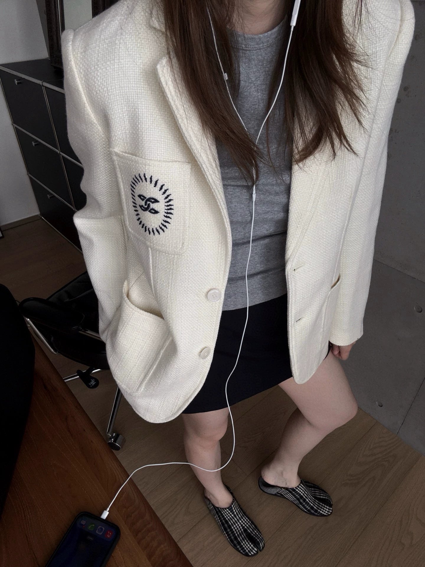 Coarse woolen pocket embroidered suit