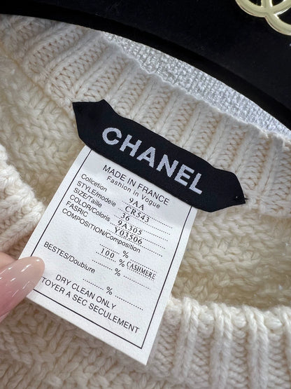 25fw Hook flower round neck cashmere knitted sweater