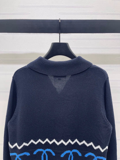 Collar Double C Knitted Cardigan