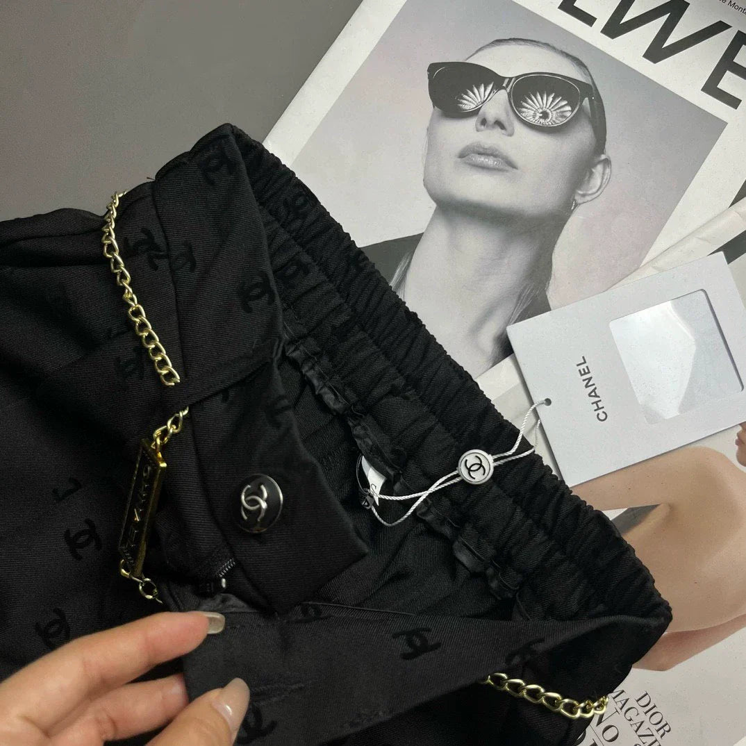 C 25 Classic Flocked Letter Wide Leg Pants