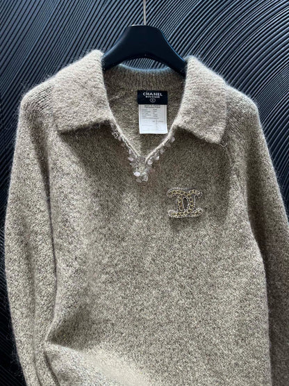 25fw Nail bead lapel sweater（Medieval Series）