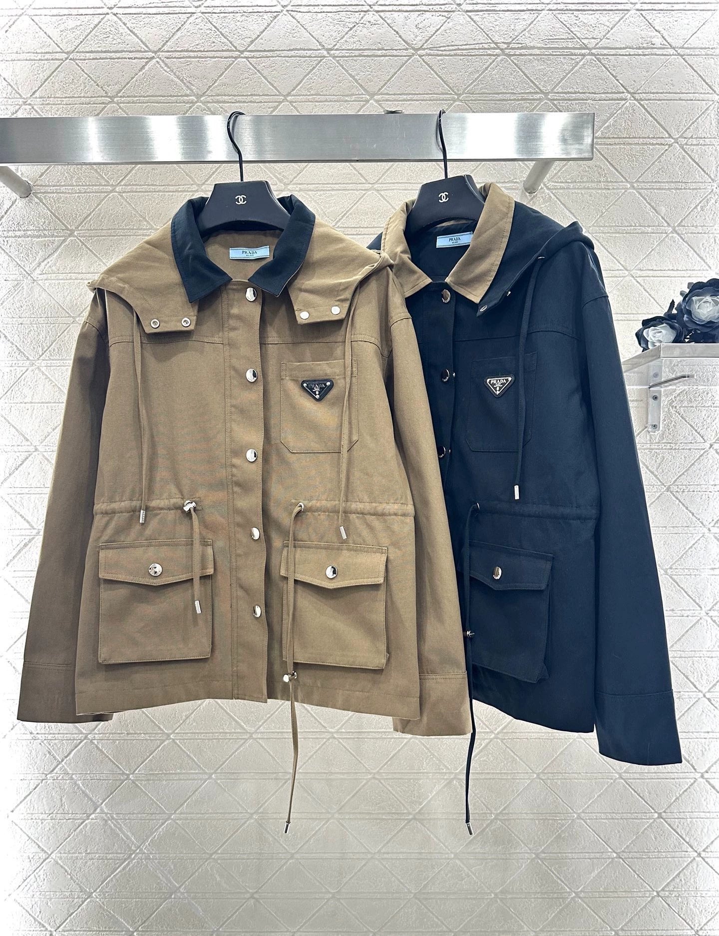 new Collar Hooded Drawstring Jacket