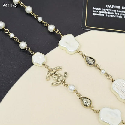 Cloud Resin Pearl Double C Necklace