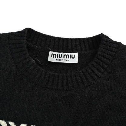 25fw Letter jacquard round neck sweater