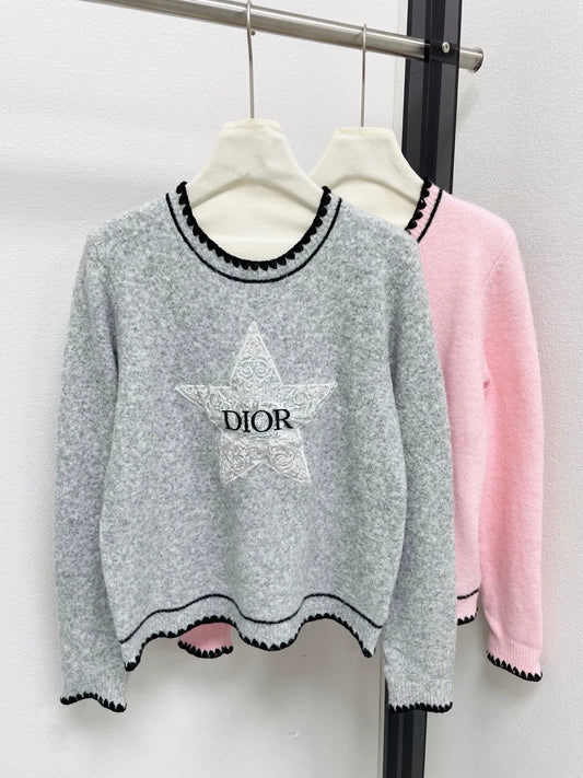 Pentagram letter embroidered sweater