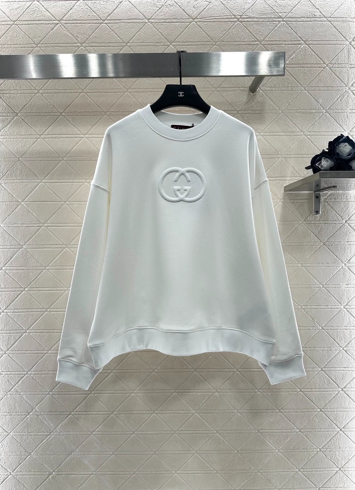 25fw Round neck three-dimensional logo hoodie