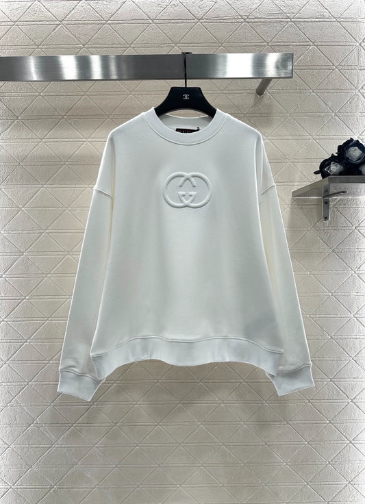 25fw Round neck three-dimensional logo hoodie