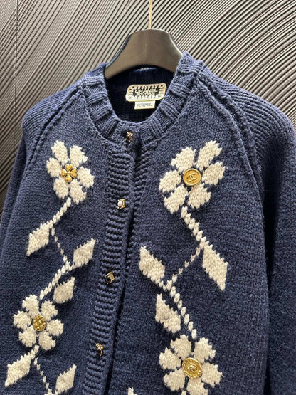 25fw Vintage flower knitted cardigan (vintage series)