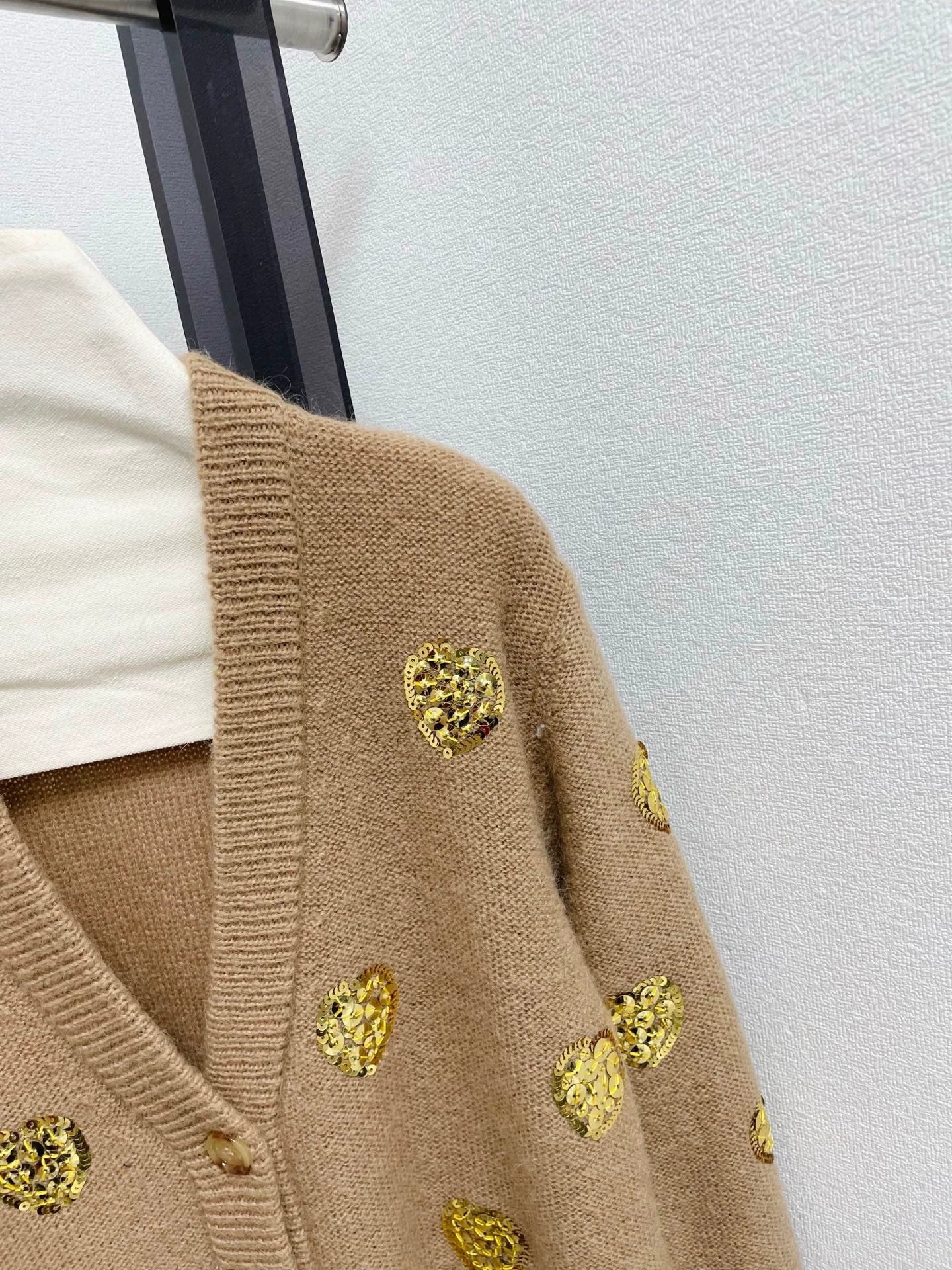 25fw Heavy Industry Bead Heart shaped V-neck Cardigan