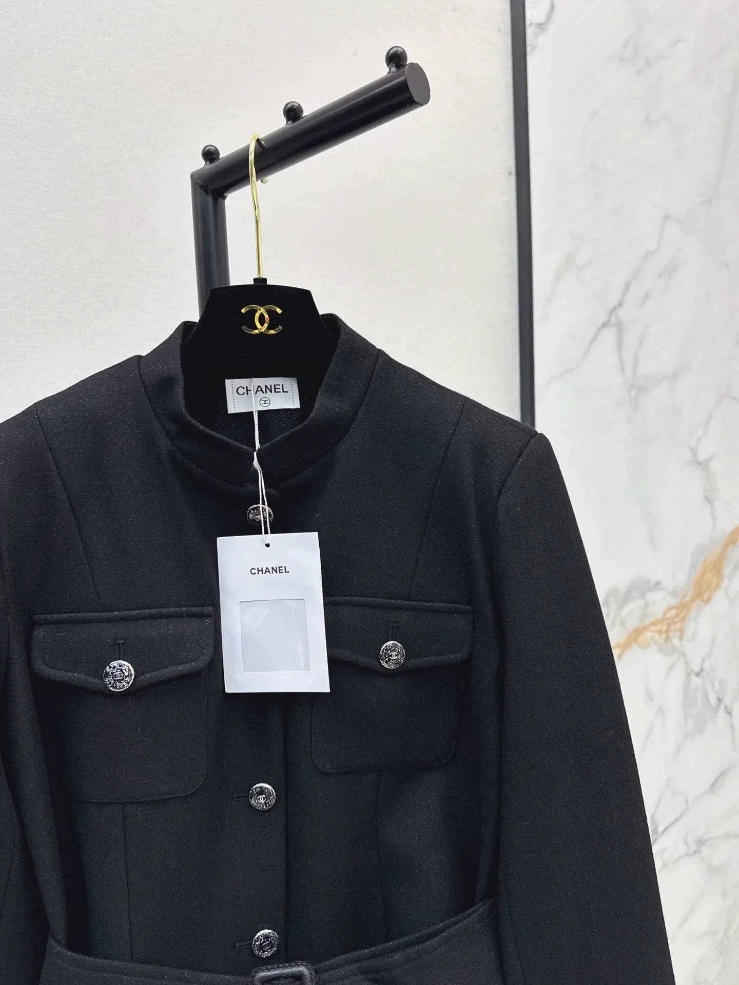 25fw Black woolen coat