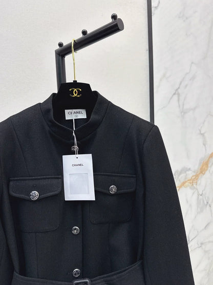 25fw Black woolen coat