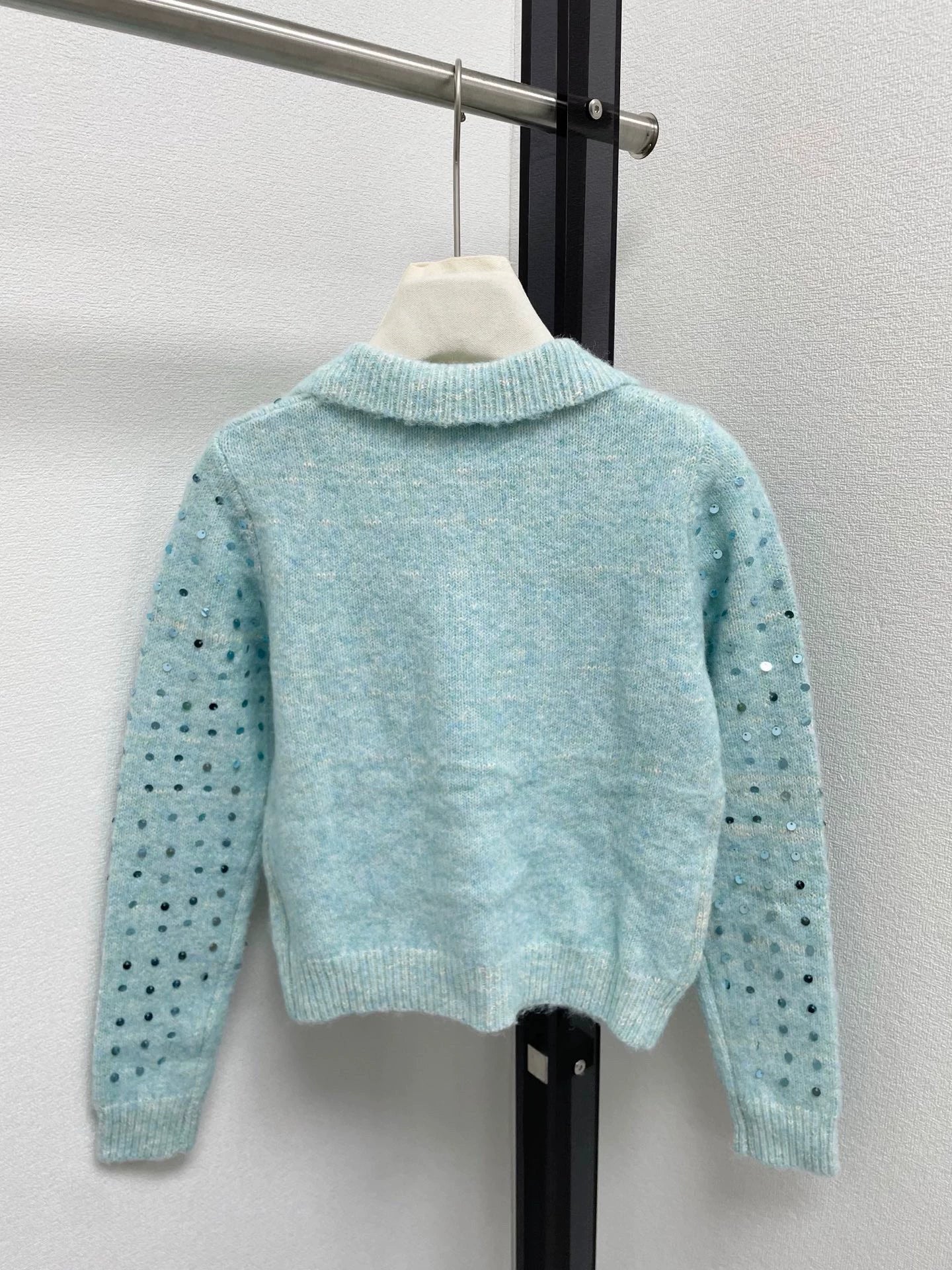 25fw Sequined lapel cardigan