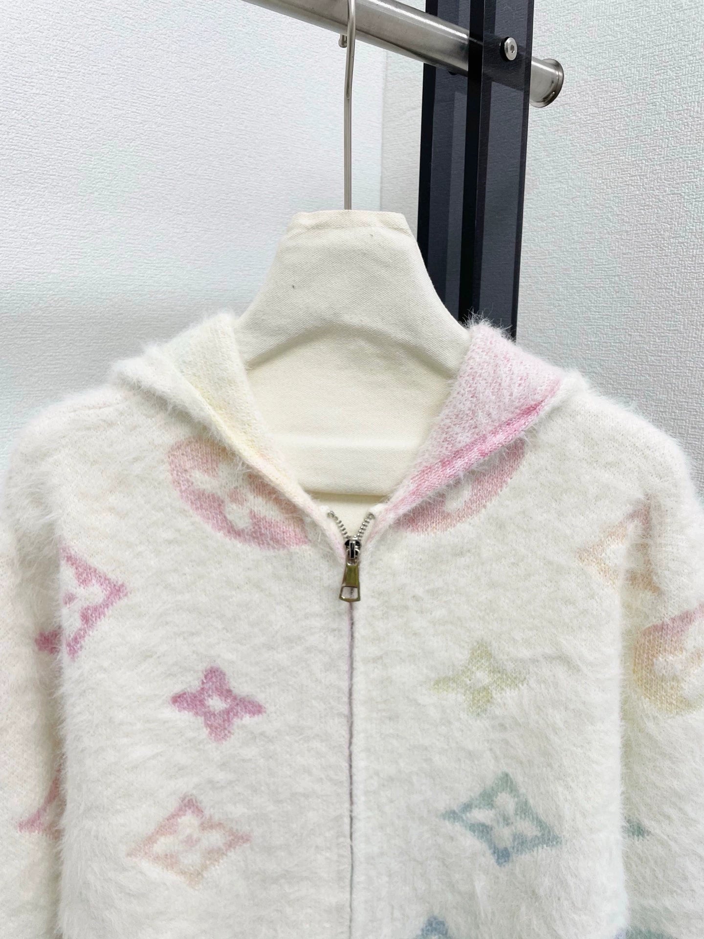 25fw Old flower hooded zipper cardigan