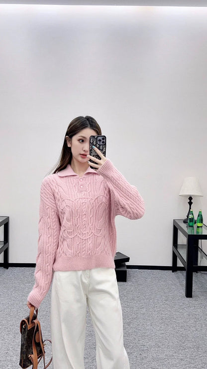 Ce 25 Crochet lapel knitted top