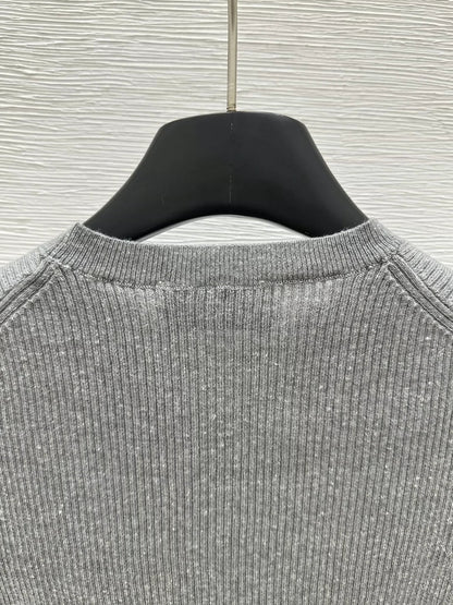 25 Early Spring New Round Neck Colorblock Letter Knitted Short Sleeve