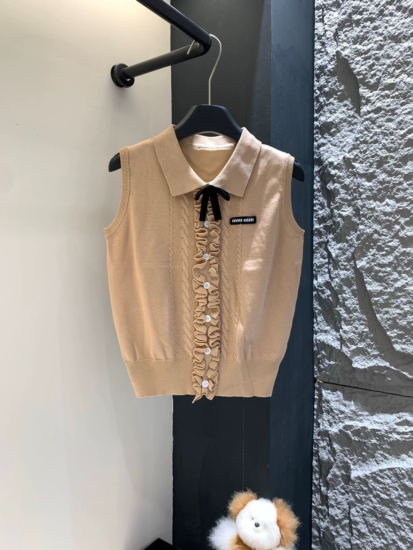 25 Summer new bow three-dimensional knitted vest