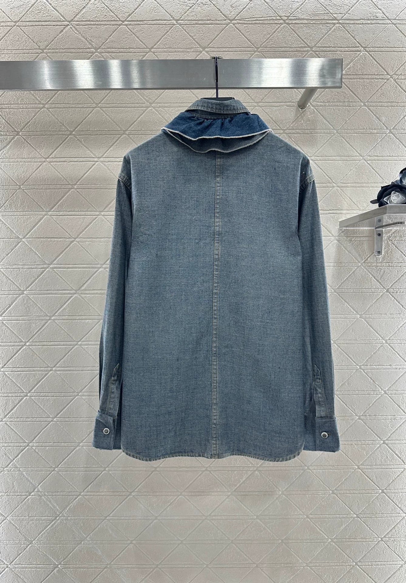 25fw Lace denim shirt