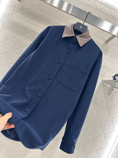 25fw Splicing lapel pocket shirt jacket