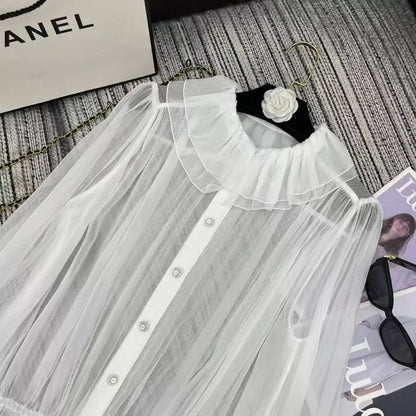 25 Early Spring and Summer New Ruffle Chiffon Shirt