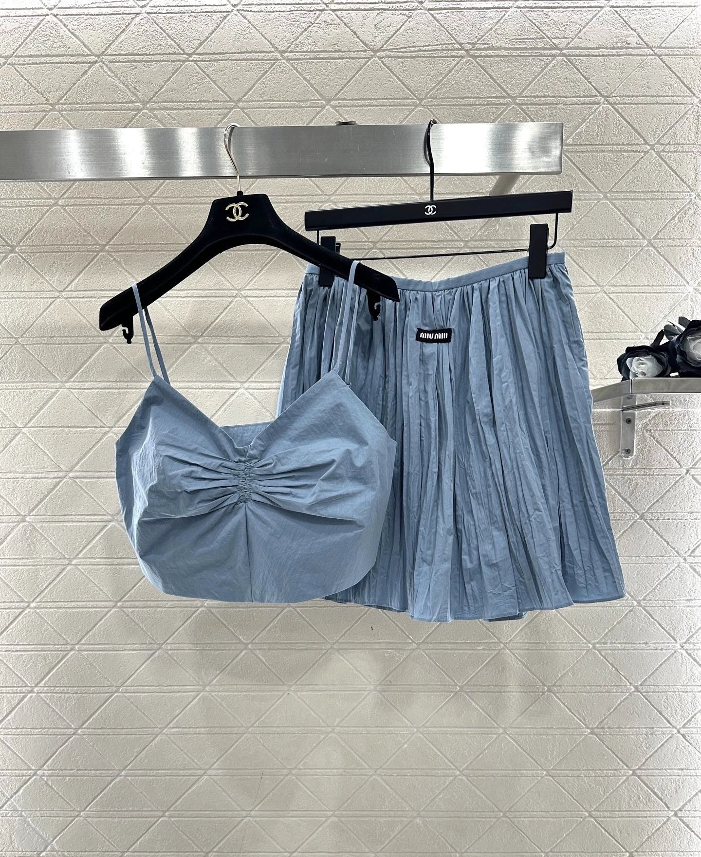 Short strap short skirt set