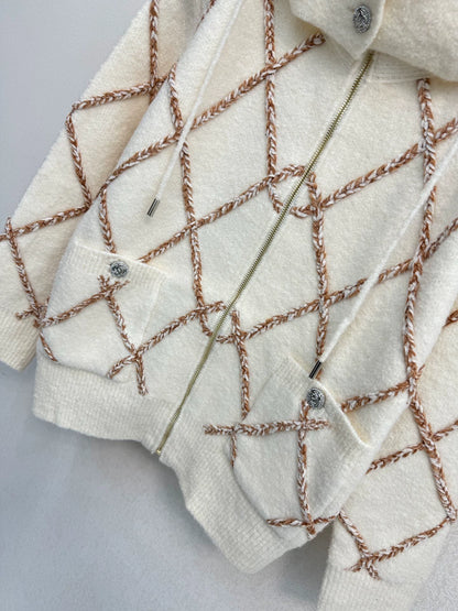 Lingge hooded cardigan