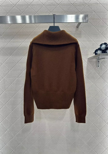 25fw Zipper lapel knit top