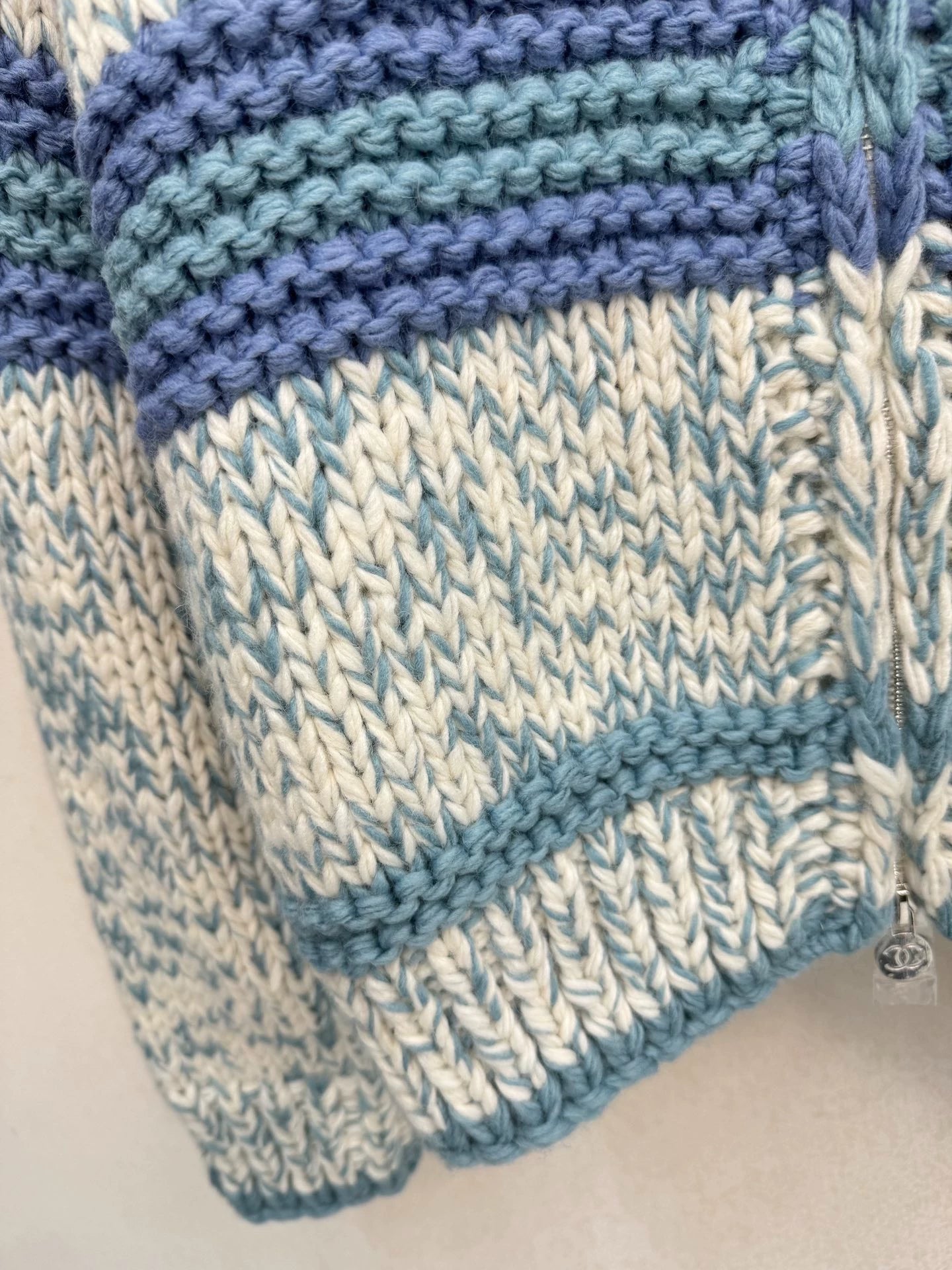 Contrast striped logo cardigan