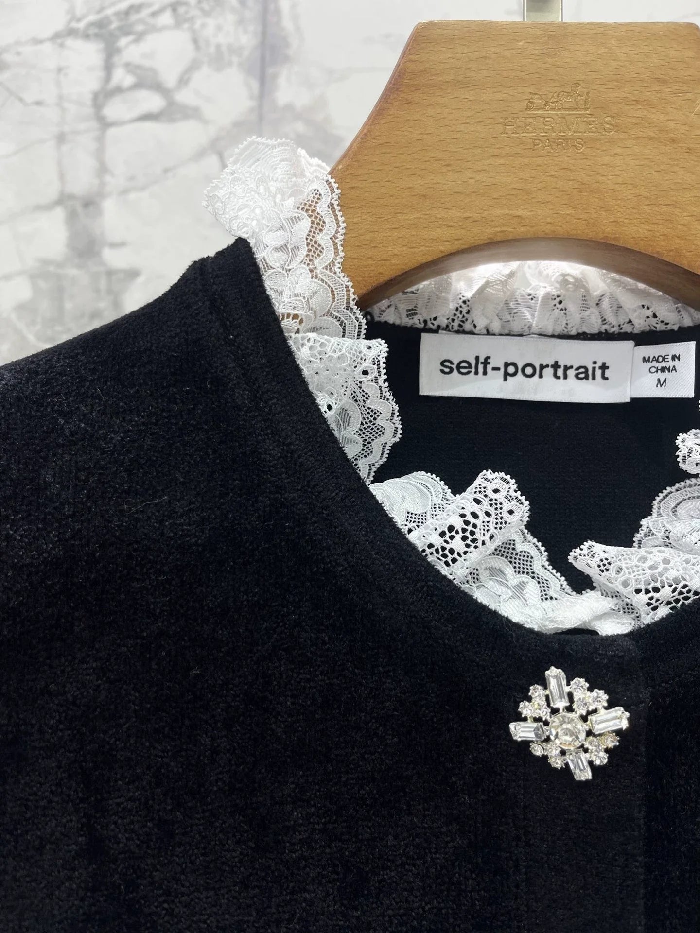 25fw Black diamond velvet chenille knit dress