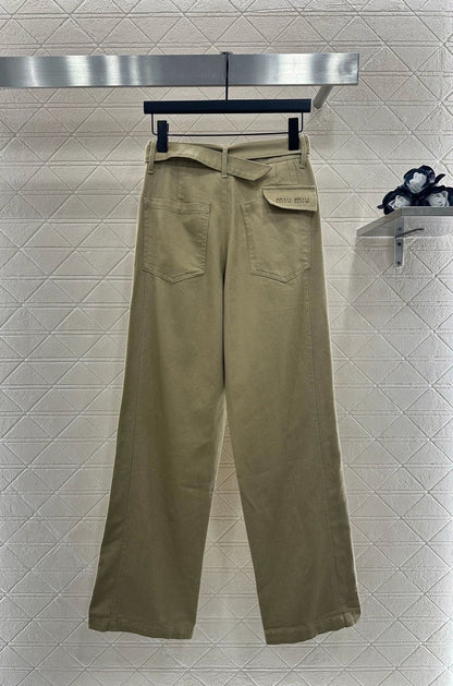 25fw Belt casual wide leg pants