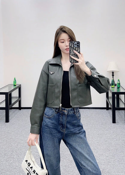 25fw Zipper leather jacket