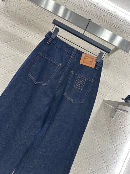 25fw Belt denim straight leg pants