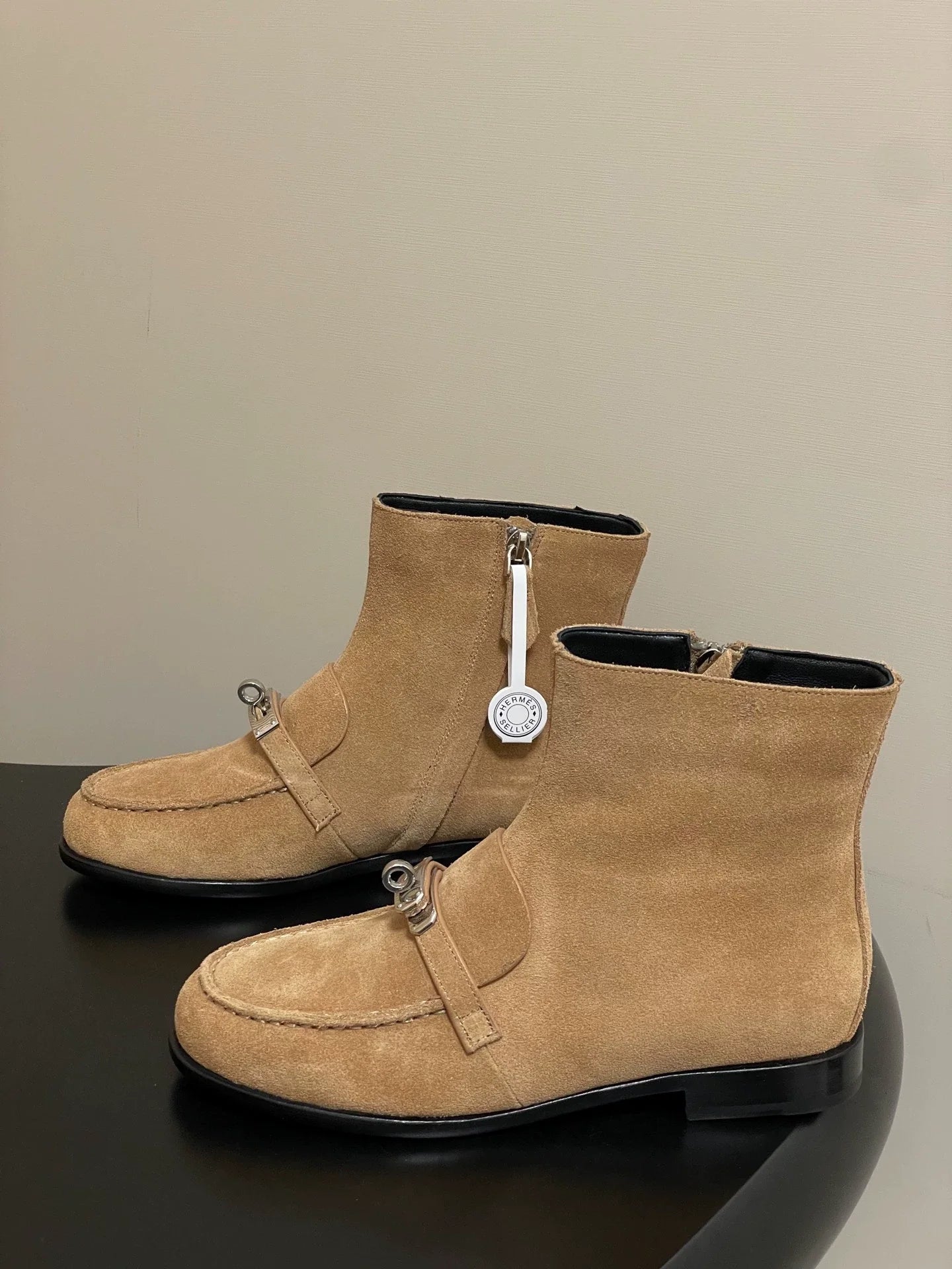 25Fw flat bottomed side zipper short boots