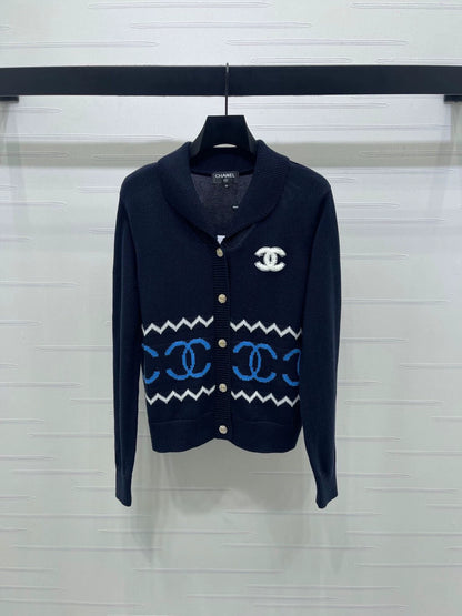 Collar Double C Knitted Cardigan