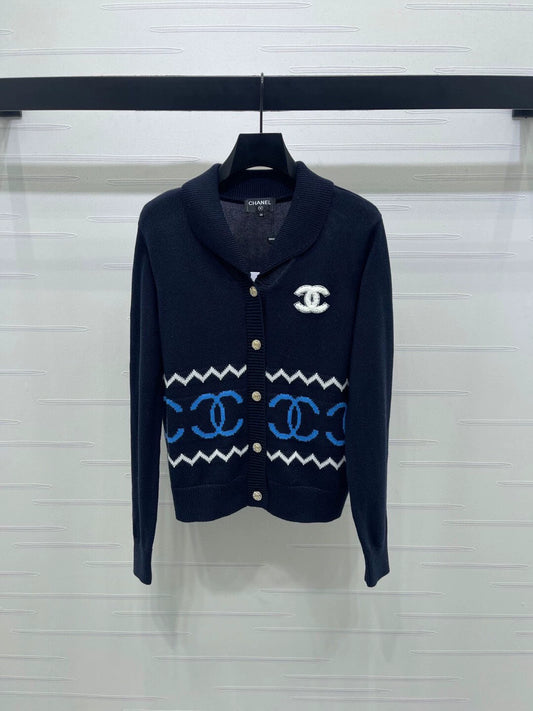 Collar Double C Knitted Cardigan