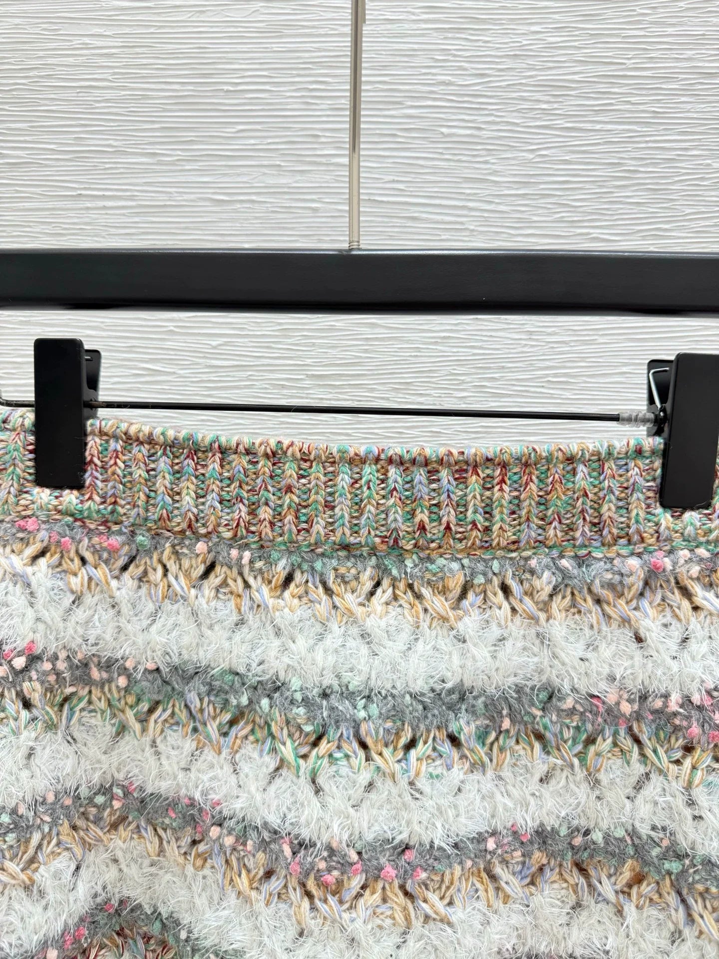 25b Knitted Half Skirt with Mixed Yarn and Stripes